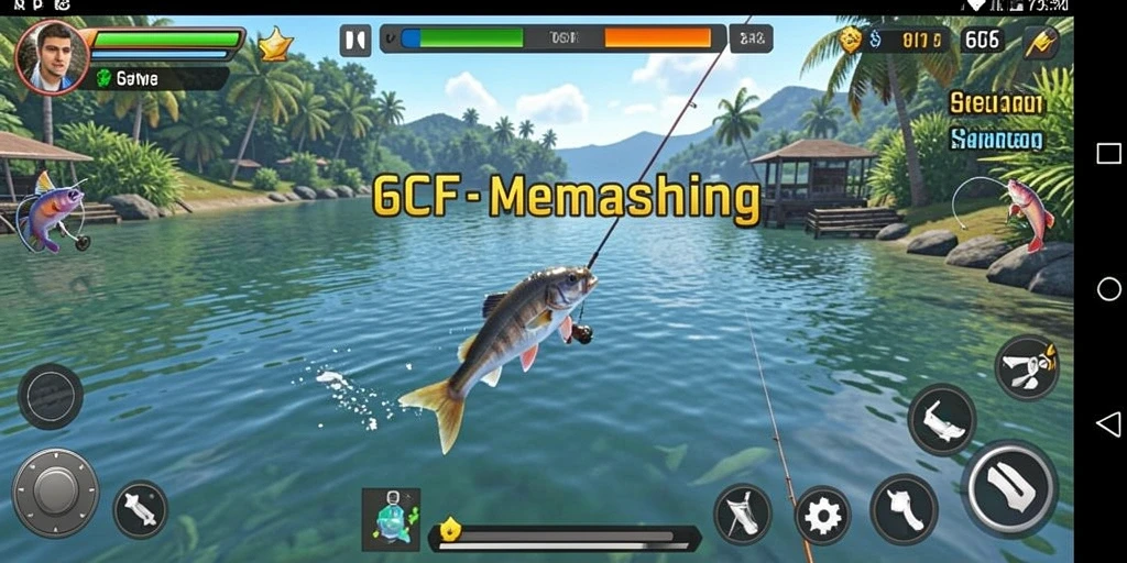 Screenshot gameplay 6CF dengan aksi memancing yang seru dan menantang.
