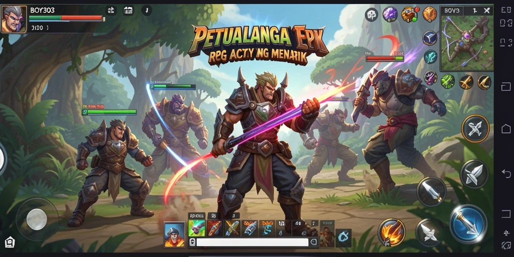 Tampilan gameplay seru dengan pertarungan ARPG yang intens.