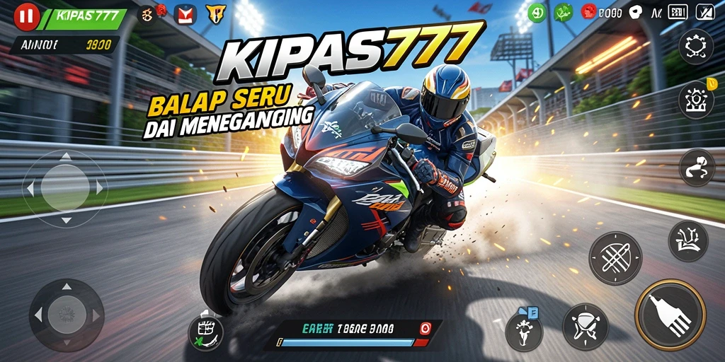 Screenshot gameplay KIPAS777 menampilkan aksi balap motor yang mendebarkan.