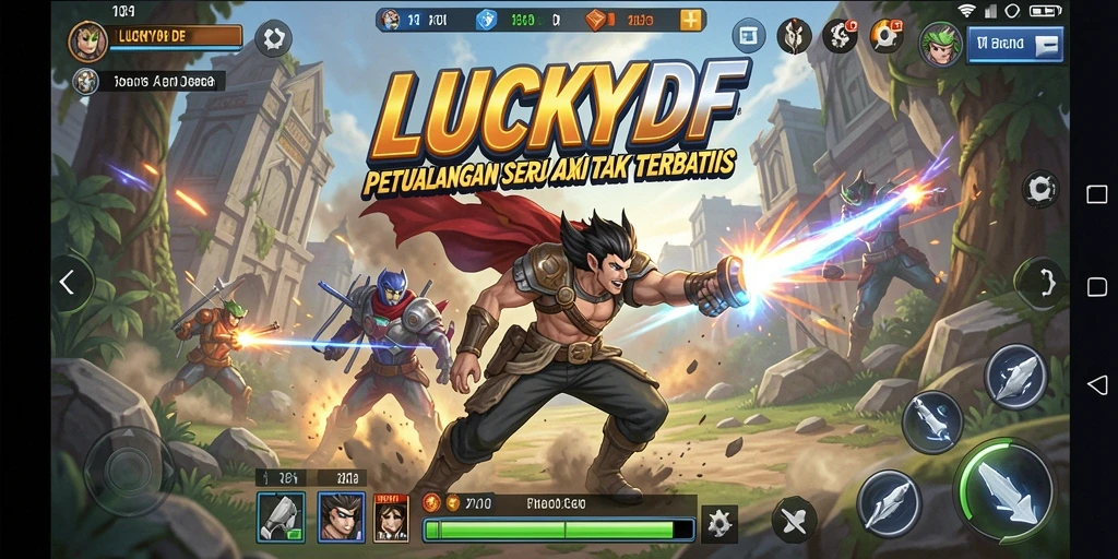 Tampilan seru dalam gameplay LUCKYDF yang penuh aksi.