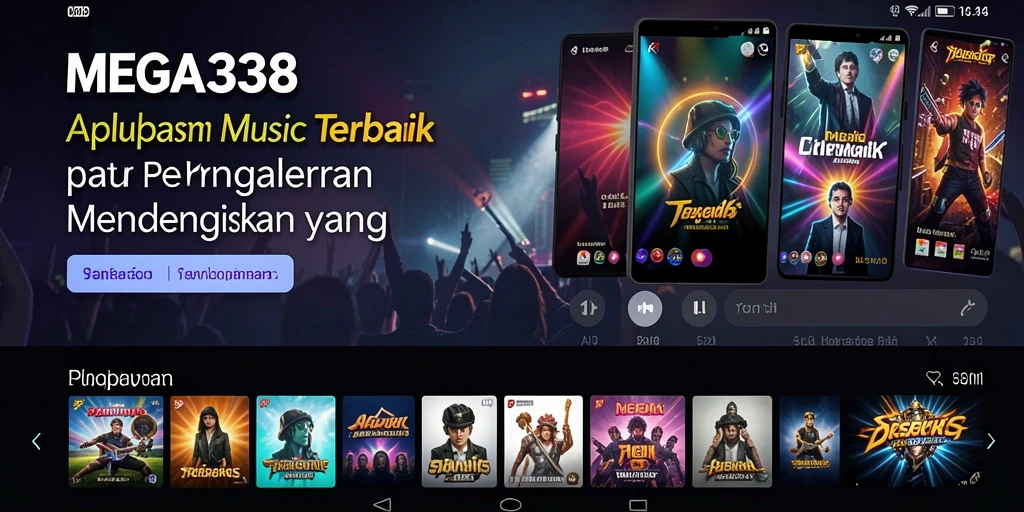 Screenshot MEGA338 menampilkan antarmuka aplikasi musik yang menarik.
