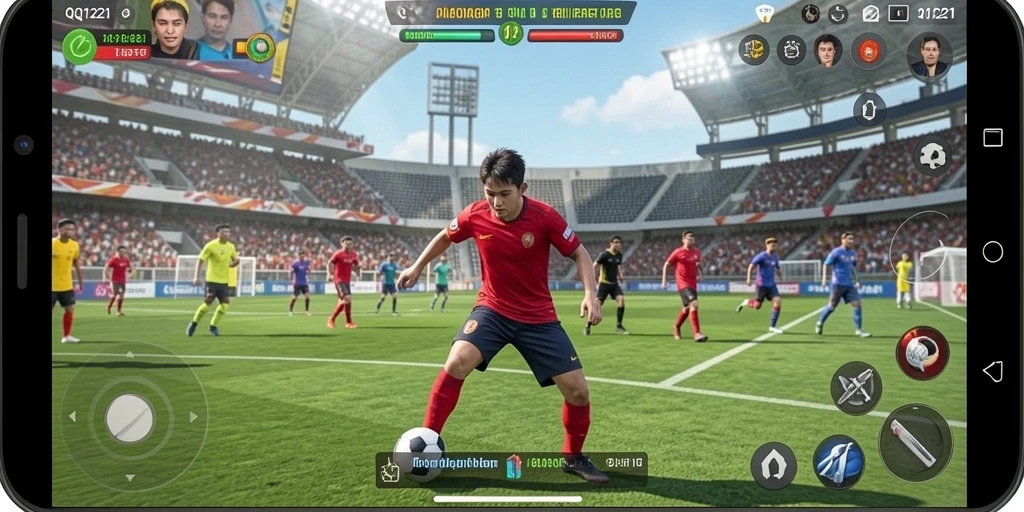 Tampilan utama gameplay QQ1221 dengan aksi olahraga yang mendebarkan.