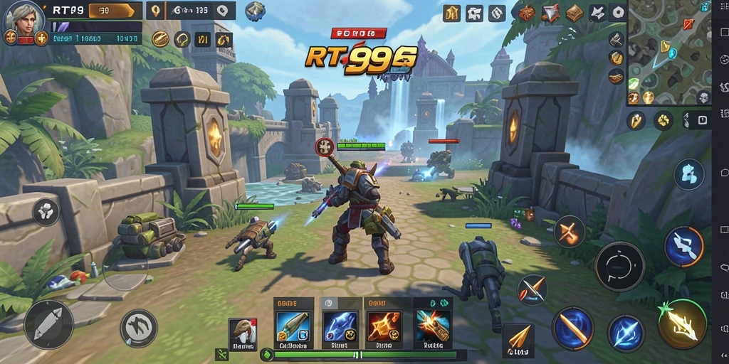 Screenshot menampilkan pertarungan seru dan pembangunan kerajaan di RT99.